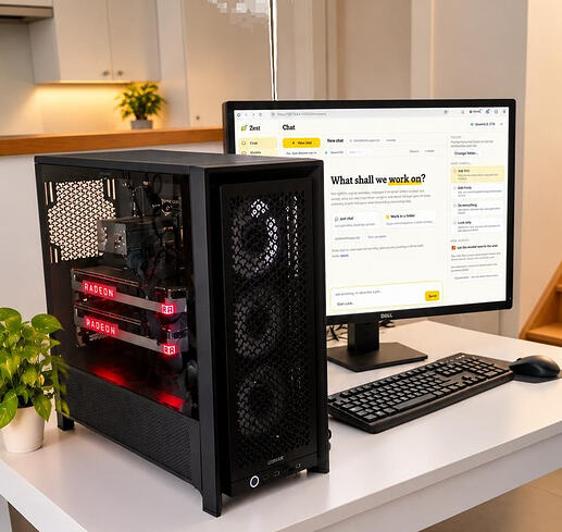 DIkkenek, a black computer with red and white LEDs